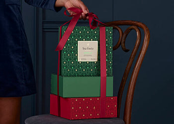 Warming Joy Tea Chest, bundled with a ribbon