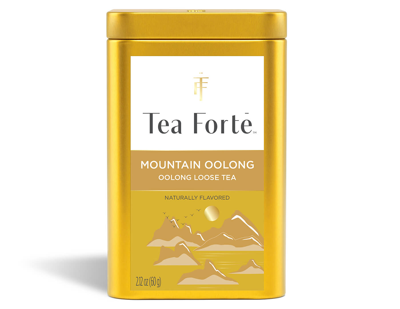 Mountain Oolong tea in a canister of loose tea - front view