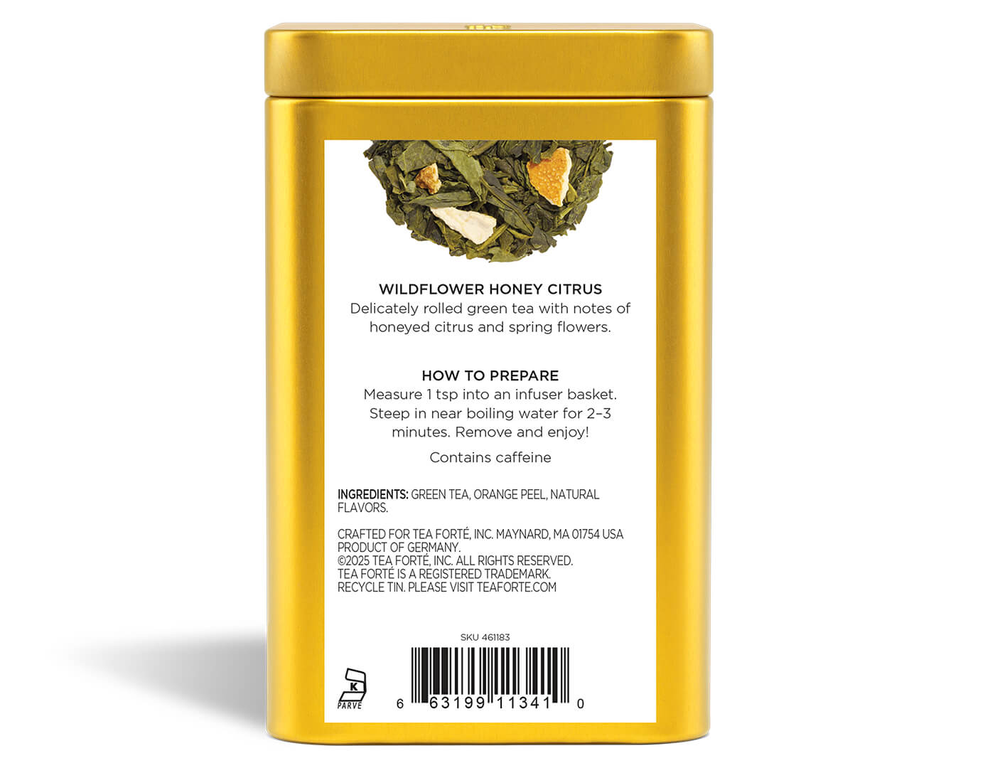 Wildflower Honey Citrus Loose Leaf Tea Canister - back view