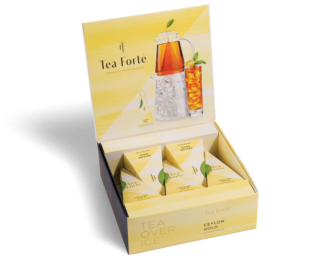 Open box of Ceylon Gold Tea Over Ice 5pk.