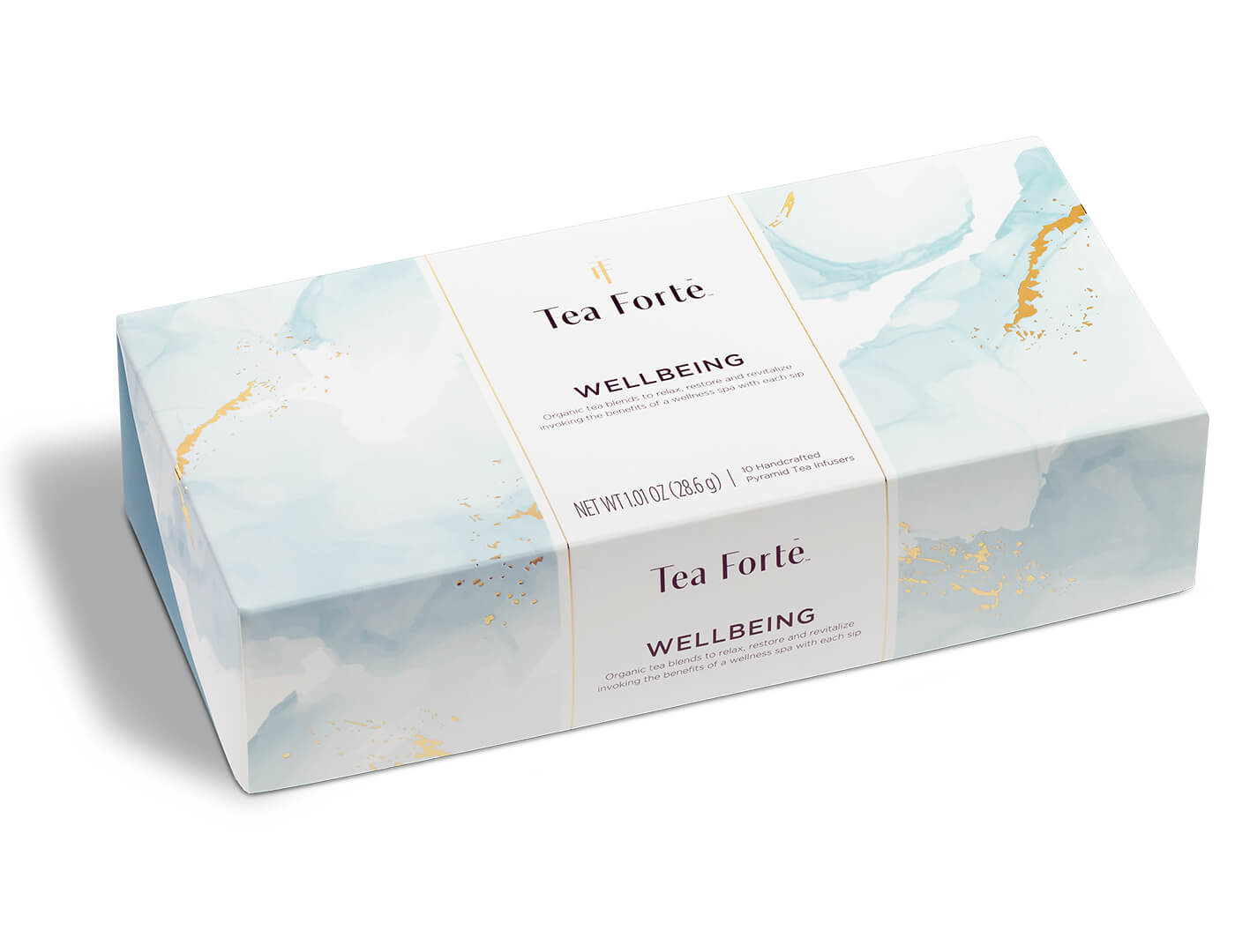 Wellbeing tea assortment in a 10 count petite presentation box with lid closed